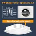 LED Canopy Light 70W 3CCT 3000/4000/5000K, 30/45/60/70W Selectable, IP65 Waterproof, LED Canopy Lights Outdoor, Dim 100-277VAC, Square Gas Station Ceiling Light for Garage Carport, 4Pack, ETL Listed
