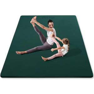 YOTTOY Large Yoga Mat (75 * 52 * 1/2inch), Extra Wide TPE Exercise Mat, Non-Slip Workout Mat for Pilates, Fitness, Barefoot, Home Gym Studio with Strap and Towel (Green)