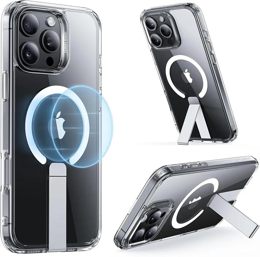 ESR for iPhone 16 Pro Case with Kickstand, Military-Grade Shockproof Protection, Magnetic Fully Adjustable Flickstand Phone Case, Compatible with MagSafe Accessories, Boost Series, Clear