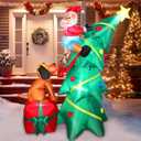 FunFanso 6FT Inflatable Christmas Tree for Yard Outside Decoration, Blow Up Santa Climbing Tree Chased by Puppy, Built-in LED Lights for Winter Holiday Xmas Party Indoor and Outdoor Garden Lawn Decors