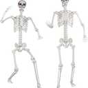 6ft Posable Halloween Skeleton, 2Pcs Life Size Skeleton Bones with Movable Joints for Halloween Graveyard Haunted House Spooky Scene Decor