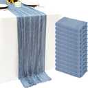 12Pack Dusty Blue Cheesecloth Table Runner 10Ft Gauze Table Runner Blue Cheese Cloth Table Runners Long Sheer Fabric Tablerunners for Wedding Party Bridal Shower Thanksgiving Christmas