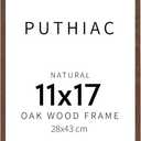 puthiac 11x17 Solid Oak Wood Picture Frame, Fits 8x12 with Mat or 11x17 Without Mat, Wall Display Only, Vertical or Horizontal, Plexi Front, 1 Pack, Walnut