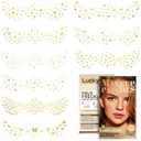 3 x Face Glitter Freckles Makeup Patches Gold Glitter Freckles Face Tattoo 9 Style Set Speckles Sparkle Freckle Temporary Tattoo Beauty Face Freckles Waterproof Faux Fake Freckle for Music Party Makeup