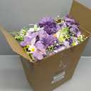 Tigeen 12 Bundles Peonies Artificial Flowers Faux Roses Silk Flowers Hydrangea Artificial Bouquet for Wedding Table Centerpiece Floral Vase Home Office Bridal Decor (Dark Purple)