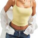 SUUKSESS Women Double Line Square Neck Tank Top Summer Y2K Going Out Basic Cami Shirt (Yellow, S)