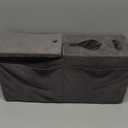 Sofa Armrest Pillow with Cup Holder, Large Removable Couch Armrest Cushion Tray Drink Holder Caddy with 4 Side Pockets for Remote, Glasses, Phone, Game Controller, iPad and Magazines-9.45in Height, Brown