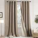 GIGIZAZA 100% Blackout Taupe Velvet Curtains 95 Inch Long 2 Panels for Living Room, Beige Thermal Window Drapes Lining Insulated Luxury Curtain for Darkening Bedroom
