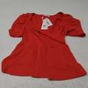 GRACE KARIN 2025 Womens Tops Elegant Peplum Top Wrap V Neck Puff Short Sleeve Summer Tops Blouse (Medium, Red)