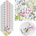 Maxcheck 24 Pcs Reusable Cotton Cloth Napkins 16 x 16 Inch Floral Flower Washable Cocktail Dinner Napkins for Family Dining Wedding Party Table Decoration(Fresh Flower)