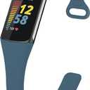 TopPerfekt Slim Bands Compatible with Fitbit Charge 6 Women Men, Adjustable Soft Silicone Sport Replacement Watch Band Straps Wristbands Bracelet for Charge 5 Activity Tracker (Steel Blue)