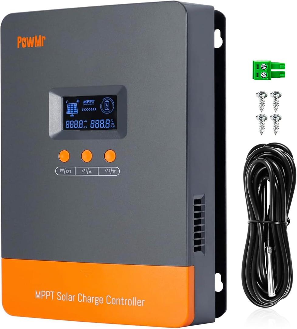 PowMr MPPT 80A Solar Charge Controller 12V/24V/36V/48V Auto, 80Amp Solar Controller Support up to 12 Parallel Connection, Work with Lead-Acid and Lithium Batteries