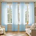 MIULEE Sky Blue Sheer Curtains 84 Inches Long, 4 Panels Set, Light Filtering Rod Pocket Voile Drapes for Living Room and Bedroom, Airy Soft Fabric Window Treatments, 42 x 84 Inches