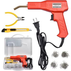 Plastic Welder Kit for Bumper Repair, 800 Staples, Hot Stapler Welding Gun, Plastic Welding Repair Kit with Carry Case, 6 Types Staples, Plastic Repair DIY Tools (Red)