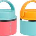Thermoflask 12 oz Double Wall Insulated Food Jar, Pack of 2, Mint + Sherbet/Tangerine + Mint