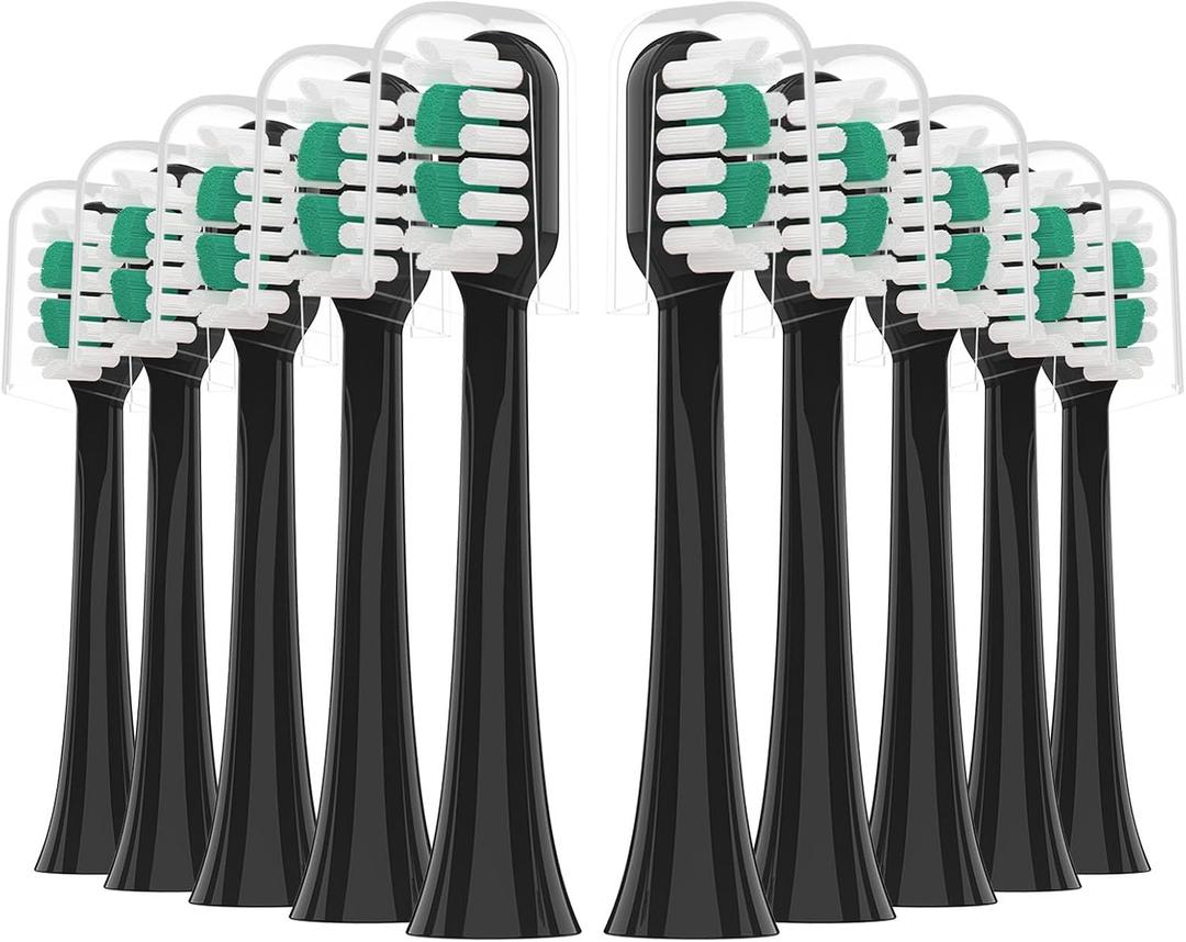 Replacement Toothbrush Heads 10 Pack for AquaSonic icon Electric Toothbrush, Black