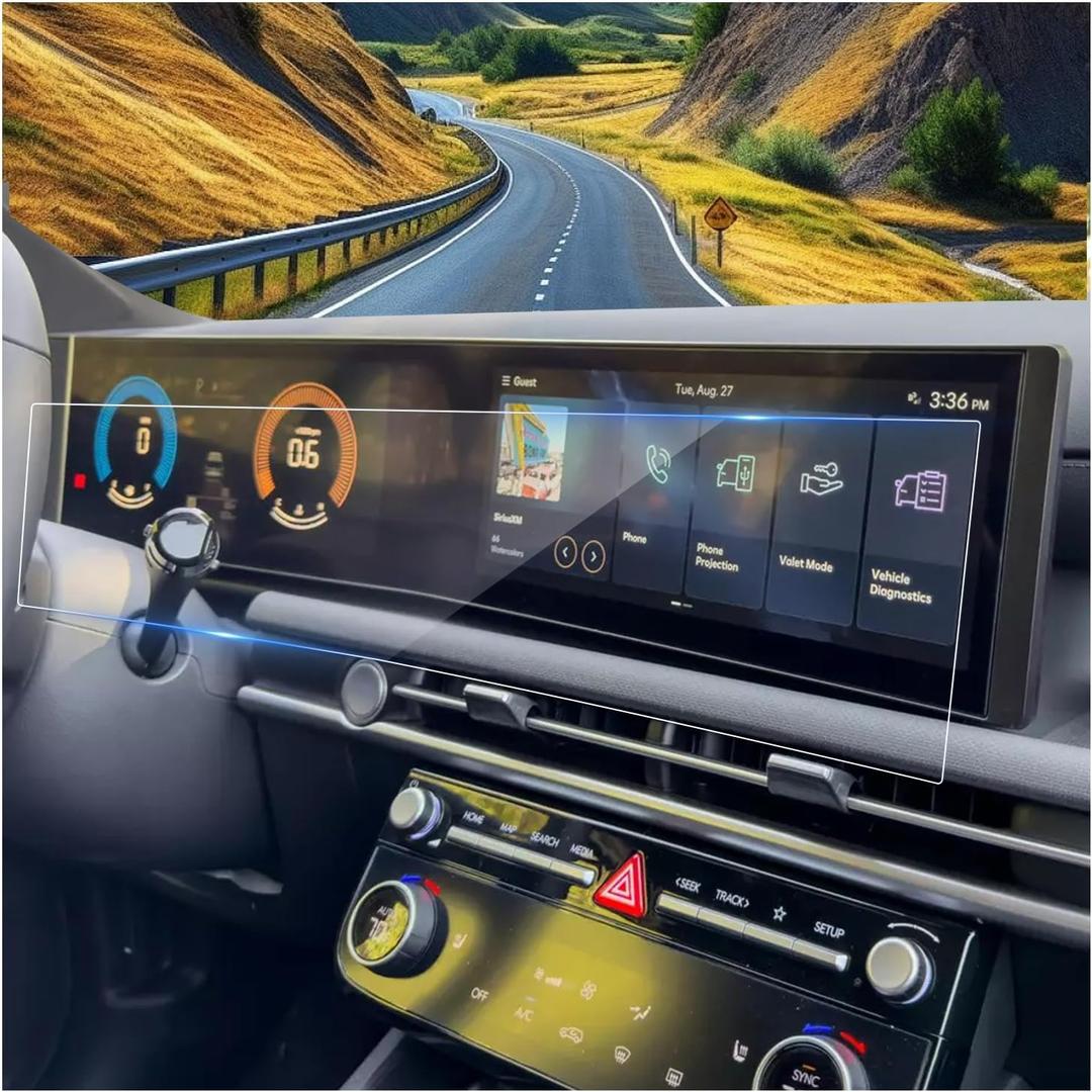for 2025 Hyundai Tucson Screen Protector for 2025-2026 Tucson SE/SEL Convenience/XRT/Limited/Hybrid Blue N Line Dual 12.3" Display Accessories Tempered Glass Protective Film