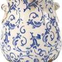 Vintage Planter Pot Ceramic Rustic Plant Pot with Drainage Hole, Ice Crack Distressed Plant Pot Container for Indoor & Garden, Scroll Tuscan Flower Pot Vase Home Gardening Gift (Green, 6.5"x6.3")