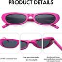 3 x SCVGVER Oval Sunglasses for Women Men, 90s Skinny Sun Glasses, Tiny Retro Shades, UV400 Protection (Black Frame - Gray Lens + Purple Frame - Gray Lens)