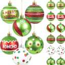 12 PCS 2.4 Inch Christmas Tree Ball Ornaments, Plastic Glittering Christmas Balls Decorations, Red and Green Hanging Pendants for Xmas Tree Decor