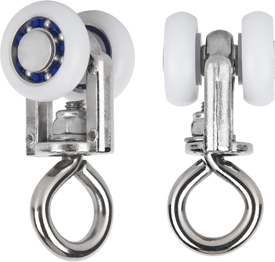 Curtain Track Rollers Curtain Mute Wheel Rollers Hook Pulley Runners/Sliders for Ceiling/Wall Mount Curtain Tracks 30PCS (B)