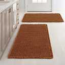 MIULEE Set of 2 Waffle Bathroom Rugs, Terracotta Boho Bath Rugs Non Slip Washable, Super Absorbent Bath Mats, Ultra Soft Rubber Backed Shower Mats for Bathroom Floor, Tub, Caramel, 20x32 Inch
