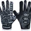 Football Gloves for Youth Kids, Non-Slip Breathable Receiver Gloves for Teens, School Training (Black), Youth- Medium