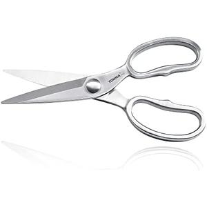TONMA Kitchen Scissors All Purpose [Made in Japan] Full Metal Stainless Steel Japanese Kitchen Shears Heavy Duty with Micro Serrated, Cooking Scissors for Food Ergonomic Dishwasher Safe