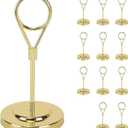 BARsics 12pcs Gold Premium Table Place Card Holders with Weighted Base Stand and Clip