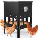 55-70LBS Large Chicken Feeder No Waste 16-Ports Automatic With Magnetic Baffle to Prevent Rodents and Mice Large Poultry Feeder Adjustable height Suitable for All Poultry, Weatherproof (55-70LBS)