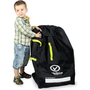 V VOLKGO Car Seat Travel Bag For Airplane with Padded Backpack Shoulder Straps, Gate Check Bag, Car Seat Bags for Air Travel Carseat Travel Cover, Carseat Travel Bag Cover for Airplane Travel, Green