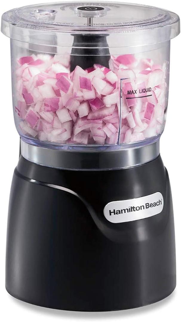 Hamilton Beach Electric Vegetable Chopper & Mini Food Processor, 3-Cup, 350 Watts, for Dicing, Mincing, and Puree, Black 