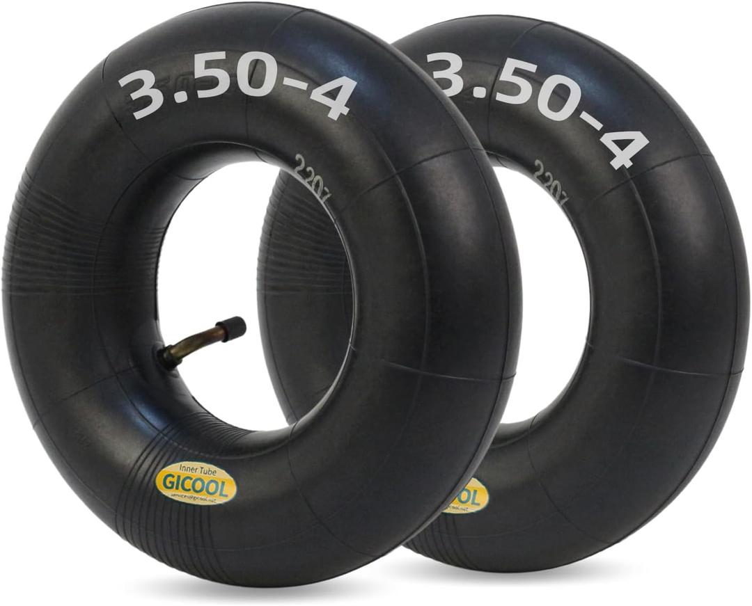 4.10/3.50-4 Replacement Inner Tube, 2 Pack with TR-87 Bent Valve Stem, Heavy Duty, for 10" Tires, Hand Truck Garden Utility Wagon Go Cart