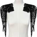 Sequin Bead Tassel Shoulder Clothing Accessories/European and American Retro Dress Gorgeous Decorative Accessories (Black)