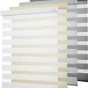 Cordless Zebra Blinds for Windows (22" W x 72" H,White) Dual Layer Fabric Roller Shades, Custom, Sheer Shades Ideal for Home,Sliding Glass Door and Office