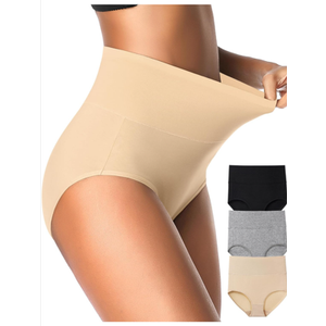 Eiggam Tummy Control Underwear Soft High Waisted underwear Full Coverage Briefs Breathable Postpartum Cotton Womens Panties XL