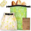 2 Pack Reusable Bread Bags with Extra Beeswax Wrap, Large Freezer Sourdough Zipper Storage Bag for Homemade Bread to Keep Foods Fresh (Beige+Green)
