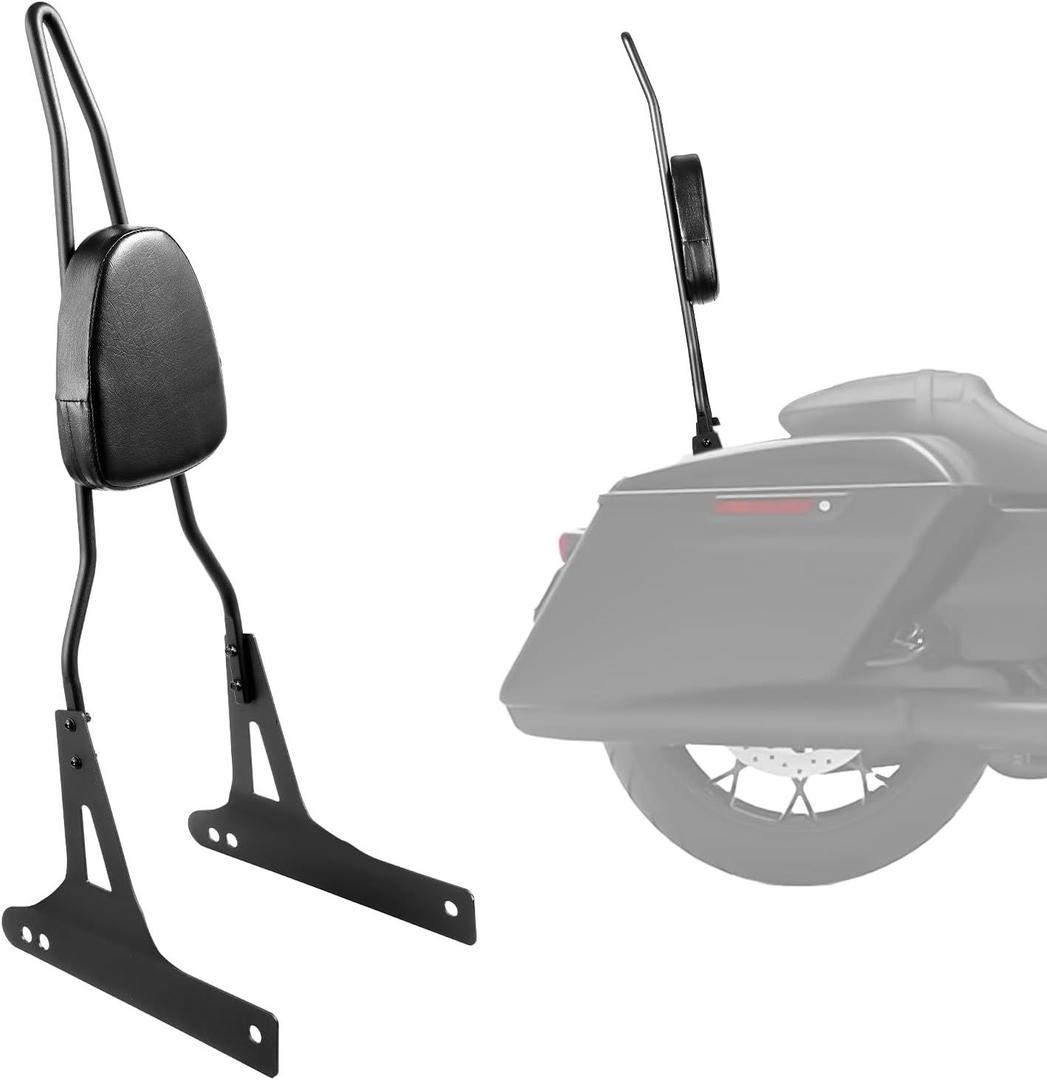 VEVOR Motorcycle Backrest Sissy Bar, Compatible With Harley-Davidson Dyna Street Glide Road Glide Road King, 29 inch Height Detachable Passenger Backrest, For Motorcycles, Black