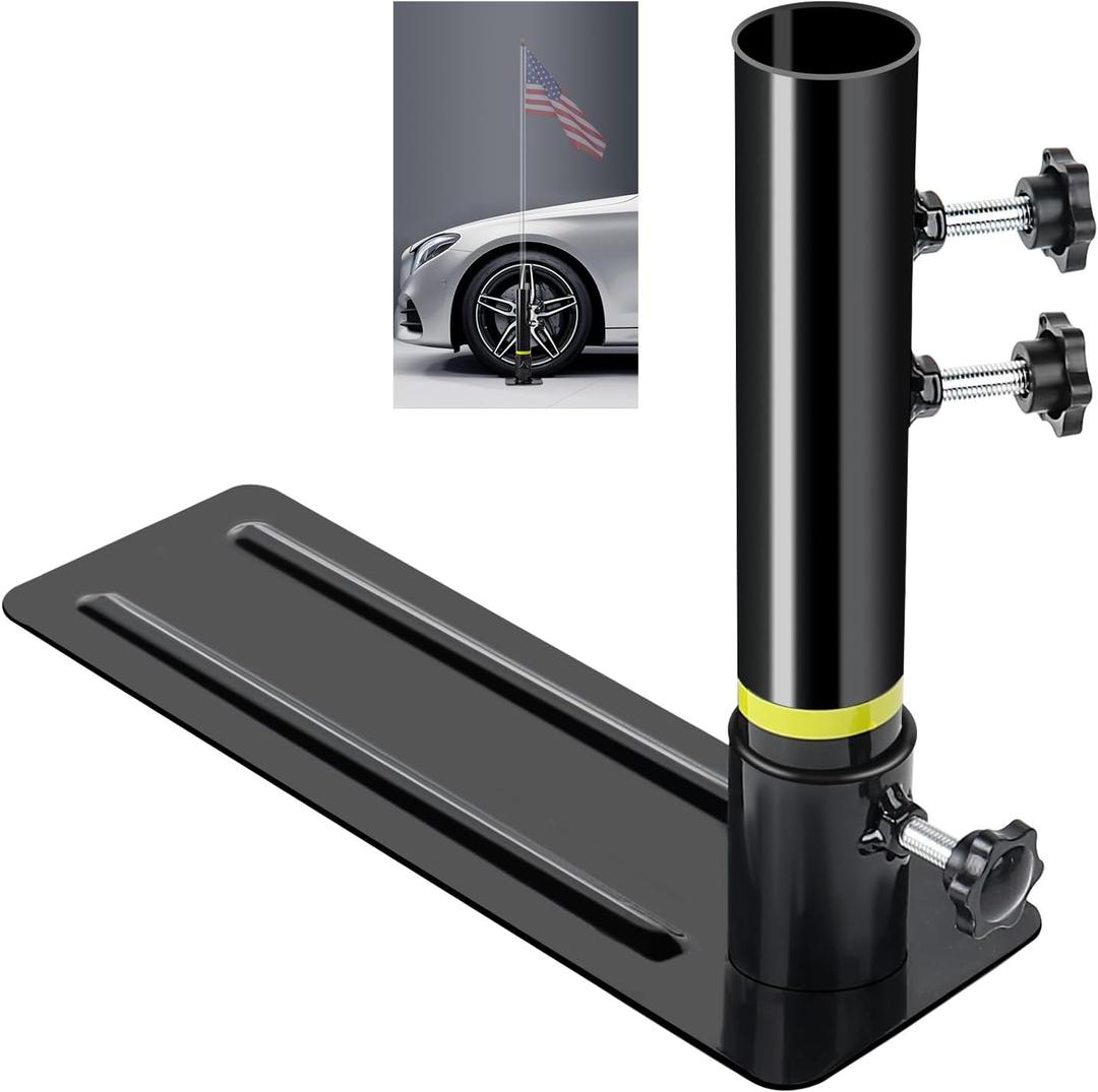 Flagpole Tire Mount, Portable Metal Flag Pole Wheel Stand Tailgate Tire Mount Flagpole Holder Universal for Stand Fits 1.77'' Flag Pole Ideal for Cars RVs Truck Camping Tailgating and Outdoor Events