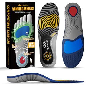 Running Insoles for Men Women & Plantar Fasciitis Relief Shoe Insoles, Extra Shock Absorption Boosts Sports Performance & Arch Support Inserts for Reduce Fatigue -Low Arch Running Shoe Inserts-D