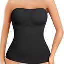 Strapless Shapewear Tank Tops for Women Tummy Control Compression Tanks Shaper Cami Slimming Camisole (Black, Medium)