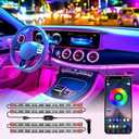 orahon Car LED Lights, Smart App control RGB Inside Car lights DIY Dynamic color music Mode 4 pcs Strip Lights for Cars with Car Charger DS 12V