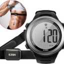 EZON Heart Rate Monitor and Chest Strap, Exercise Heart Rate Monitor, Sports Watch with HRM, Waterproof, Stopwatch, Hourly Chime T007 (Steel Silver)