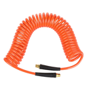 Yereen 1/4 Inch x 25 Ft PU Air Hose Polyurethane Recoil Air Hose, 1/4¡± MNPT Swivel Brass With Bend Restrictors, 120 PSI Flexible PU Air Compressor Hose Reinforced and Kink Resistant