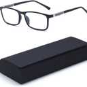 Autojouls 1-Pack Nearsighted Short-Sighted Light Glasses with Hard Case Spring Hinge Distance Glasses Not reading glasses, Black -2.0 x
