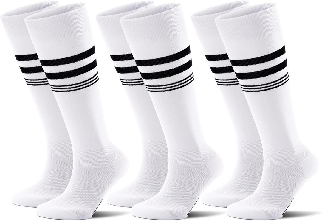 CS CELERSPORT 2/3 Pairs Soccer Softball Socks for Youth Kids, Men and Women Multi-sport Socks (XX-Small, White(3 Pack))