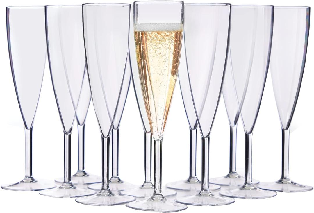 US Acrylic Plastic Reusable Champagne Flute (Set of 12) Clear 5oz Stems | BPA-Free, Shatterproof, Made in USA | Top-Rack Dishwasher Safe US Acrylic Plastic Reusable Champagne Flute (Set of 12) Clear 5oz Stems | BPA-Free, Shatterproof, Made in USA | Top-Rack Dishwasher Safe