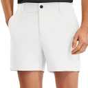 PULI Golf Shorts Men Relaxed Fit Stretch Dress Lightweight Casual Waterproof Travel Quick Dry Summer Shorts 5 Inch Inseam (White, 36)