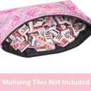Empty Mahjong Bag,Thickened Pink Printed Soft American Mahjong Tiles Bag (Case Only)