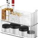 Poeland 2 Pack Stackable Makeup Organizer Tray, Transparent Cosmetic Display Case with 2 Lipstick Cases and 2 Cotton Swab Pad Boxes, Medicine Cabinet Shelves Organizer